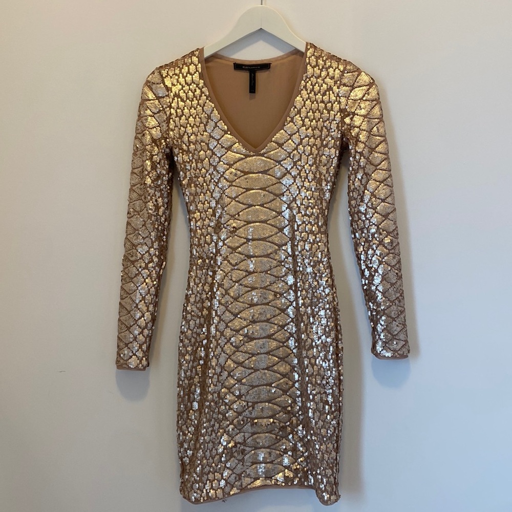BCBG Rose Gold Sequin Dress